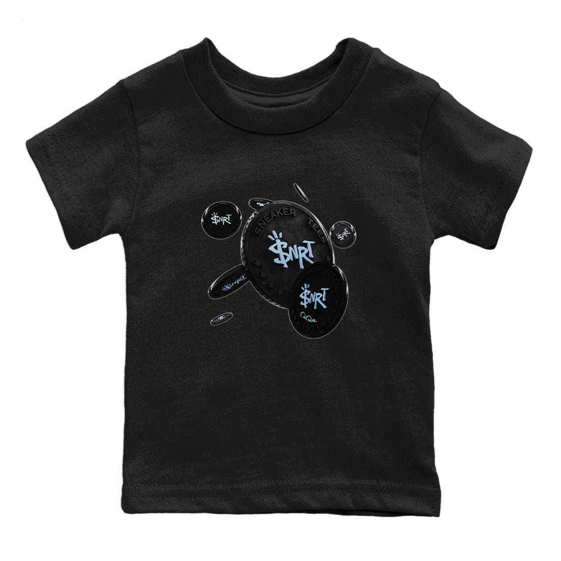 Air Jordan 7 Chambray Sneaker Match Tees Coin Drop Sneaker Tees AJ7 Chambray Sneaker Release Tees Kids Shirts Black 2