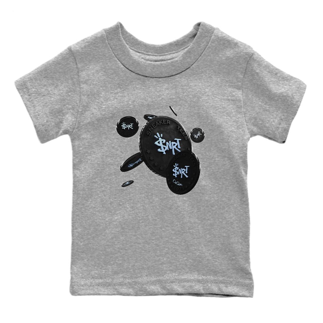 Air Jordan 7 Chambray Sneaker Match Tees Coin Drop Sneaker Tees AJ7 Chambray Sneaker Release Tees Kids Shirts Heather Grey 2