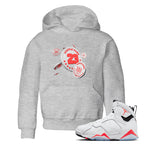 Air Jordan 7 Infrared Sneaker Match Tees Coin Drop Sneaker Tees AJ7 Infrared Sneaker Release Tees Kids Shirts Heather Grey 1