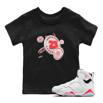 Air Jordan 7 Infrared Sneaker Match Tees Coin Drop Sneaker Tees AJ7 Infrared Sneaker Release Tees Kids Shirts Black 1