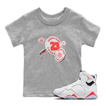 Air Jordan 7 Infrared Sneaker Match Tees Coin Drop Sneaker Tees AJ7 Infrared Sneaker Release Tees Kids Shirts Heather Grey 1