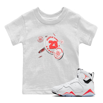 Air Jordan 7 Infrared Sneaker Match Tees Coin Drop Sneaker Tees AJ7 Infrared Sneaker Release Tees Kids Shirts White 1