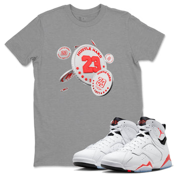 Air Jordan 7 Infrared Sneaker Match Tees Coin Drop Sneaker Tees AJ7 Infrared Sneaker Release Tees Unisex Shirts Heather Grey 1