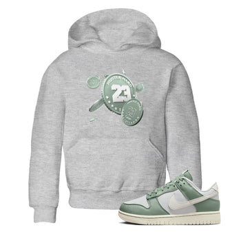 Dunk Mica Green Sneaker Match Tees Coin Drop Sneaker Tees Dunk OG Low Mica Green Sneaker Release Tees Kids Shirts Heather Grey 1