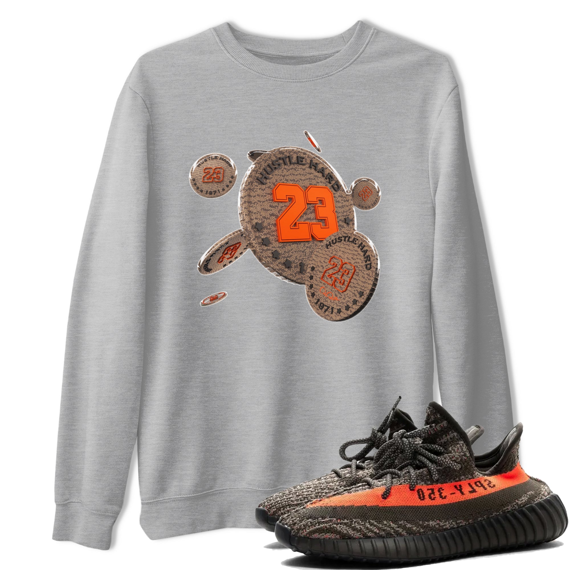 Yeezy 350 Carbon Beluga shirt to match jordans Coin Drop sneaker tees Adidas Yeezy Boost 350 Carbon Beluga SNRT Sneaker Release Tees Unisex Heather Grey 1 T-Shirt