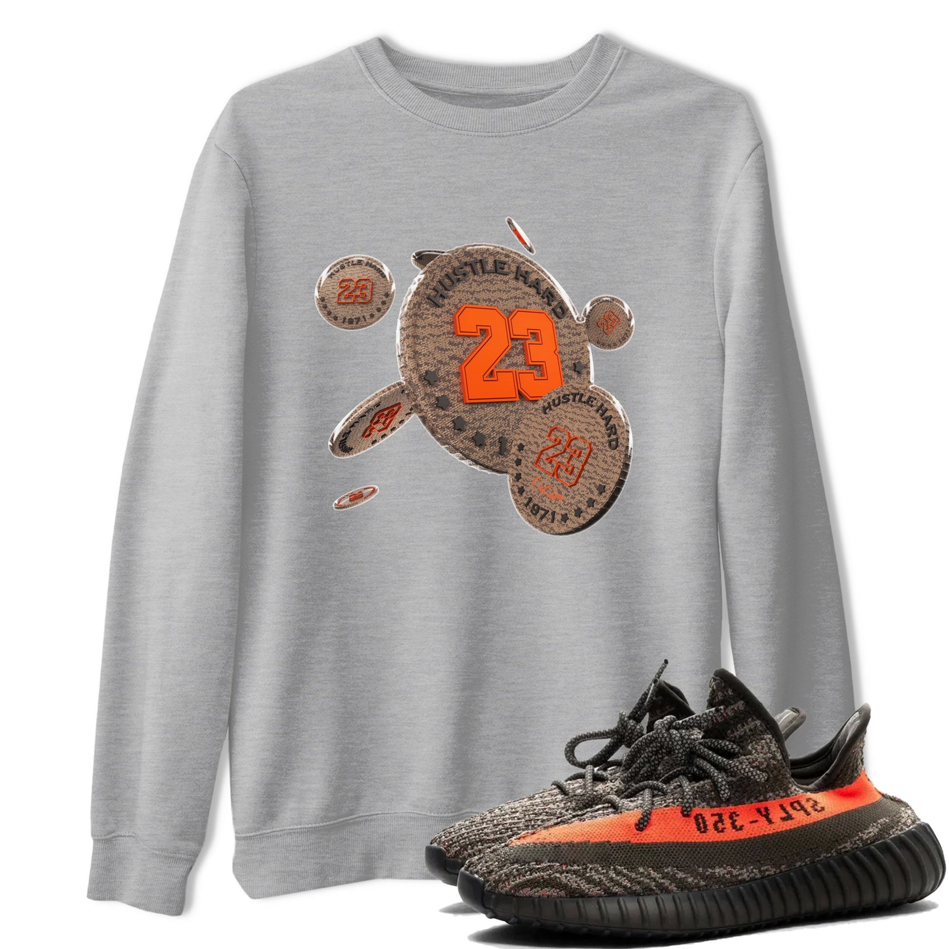 Yeezy 350 Carbon Beluga shirt to match jordans Coin Drop sneaker tees Adidas Yeezy Boost 350 Carbon Beluga SNRT Sneaker Release Tees Unisex Heather Grey 1 T-Shirt