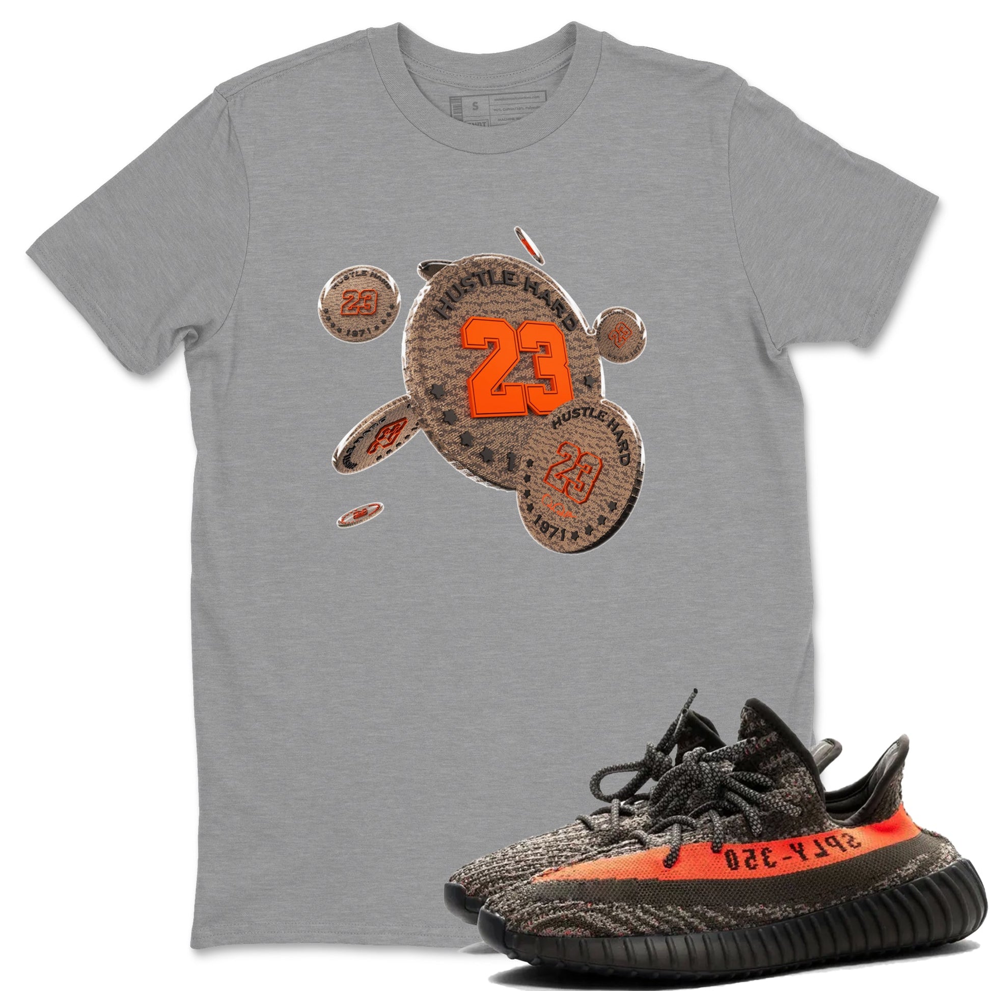 Yeezy 350 Carbon Beluga shirt to match jordans Coin Drop sneaker tees Adidas Yeezy Boost 350 Carbon Beluga SNRT Sneaker Release Tees Unisex Heather Grey 1 T-Shirt