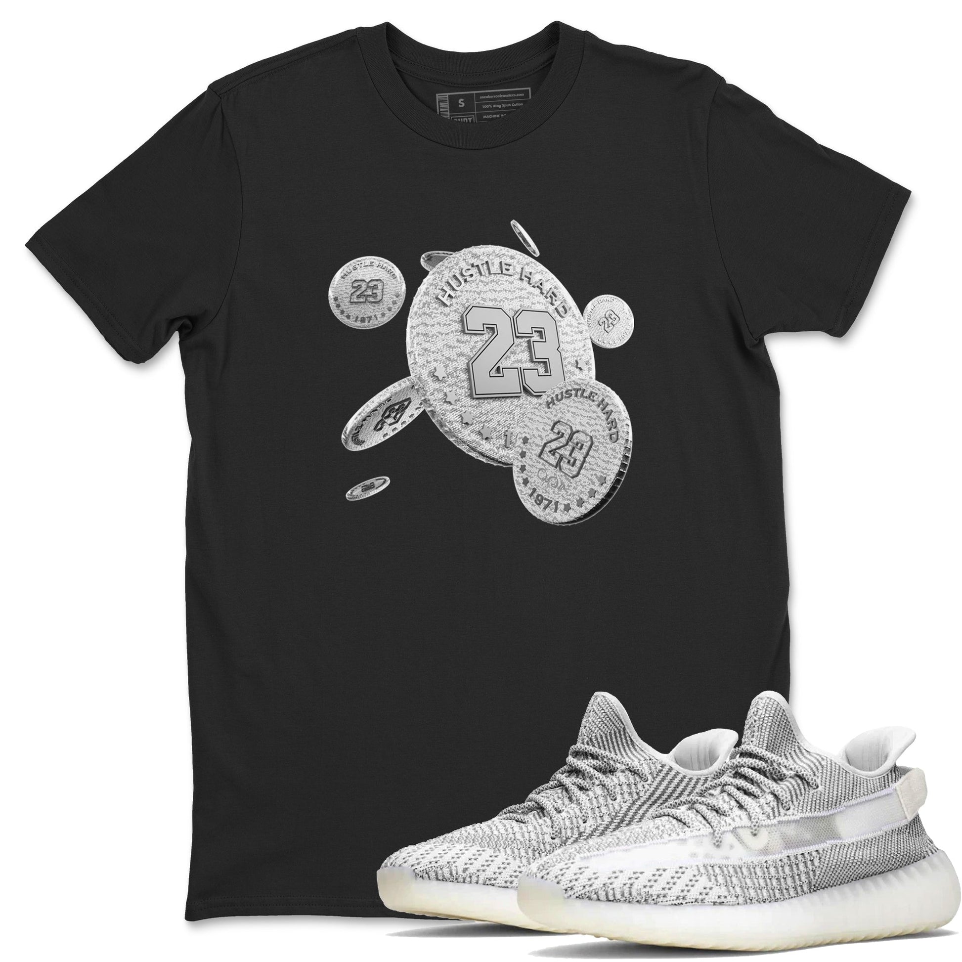 Yeezy 350 Static shirt to match jordans Coin Drop sneaker tees Adidas Yeezy 350 Static SNRT Sneaker Release Tees Unisex Black 1 T-Shirt