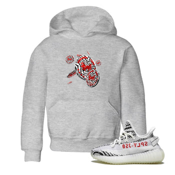 Yeezy 350 Zebra Sneaker Match Tees Coin Drop Sneaker Tees Yeezy Boost 350 V2 Zebra Sneaker Release Tees Kids Shirts Heather Grey 1