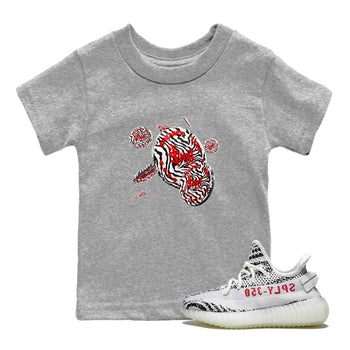 Yeezy 350 Zebra Sneaker Match Tees Coin Drop Sneaker Tees Yeezy Boost 350 V2 Zebra Sneaker Release Tees Kids Shirts Heather Grey 1
