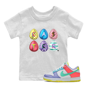 Dunk Easter Candy Sneaker Match Tees Colorful Easter Sneaker Tees Holiday Easter T-Shirt Sneaker Release Tees Kids Shirts White 1