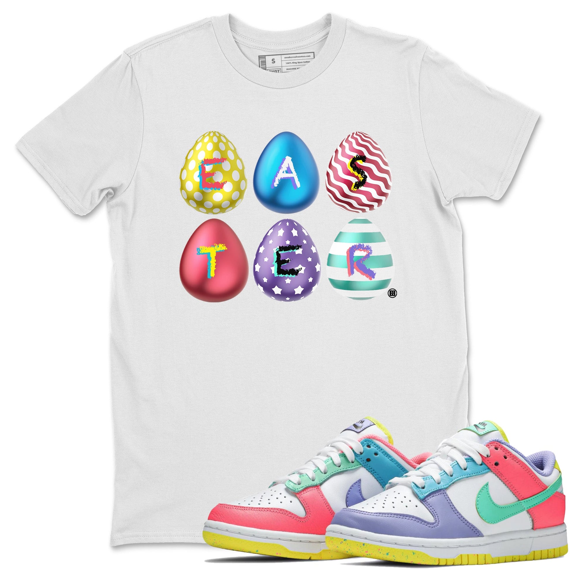 Dunk Easter Candy Sneaker Match Tees Colorful Easter Sneaker Tees Holiday Easter T-Shirt Sneaker Release Tees Unisex Shirts White 1