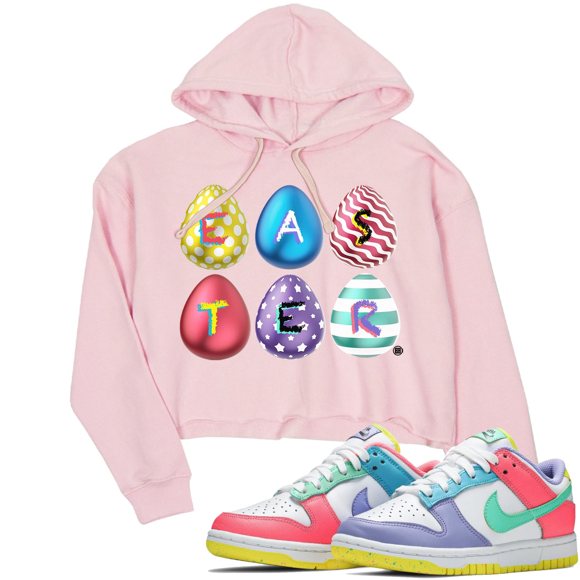 Dunk Easter Candy Sneaker Match Tees Colorful Easter Sneaker Tees Holiday Easter T-Shirt Sneaker Release Tees Women's Shirts Pink 1