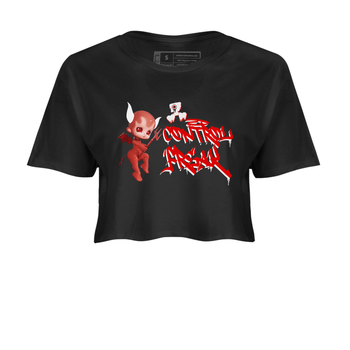 Air Jordan 1 University Red shirt to match jordans Control Freak sneaker tees Air Jordan 1 University Red SNRT Sneaker Tees Casual Crew Neck T-Shirt Black 2 Crop T-Shirt
