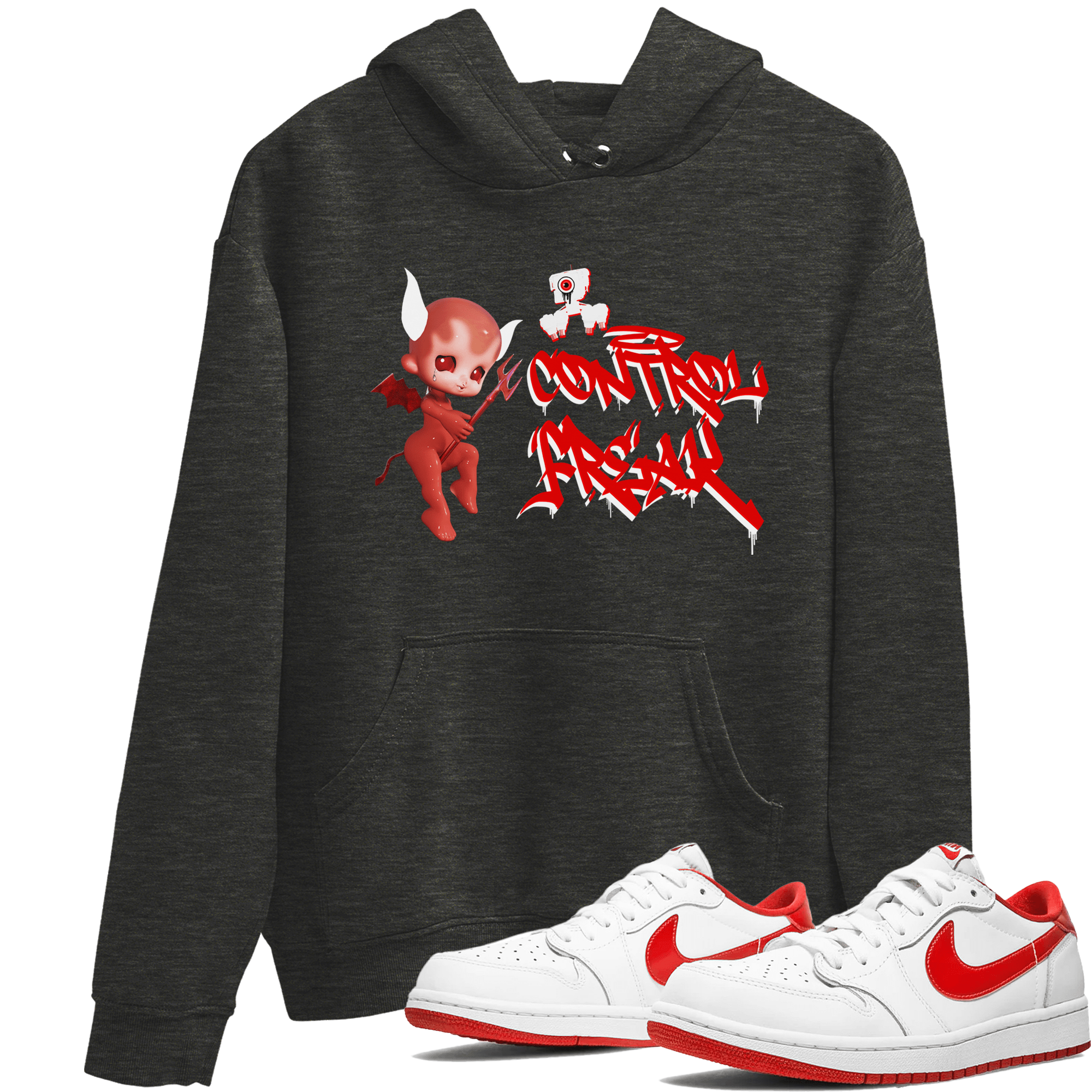 Air Jordan 1 University Red shirt to match jordans Control Freak sneaker tees Air Jordan 1 University Red SNRT Sneaker Tees Casual Crew Neck T-Shirt Unisex Charcoal Heather 1 T-Shirt