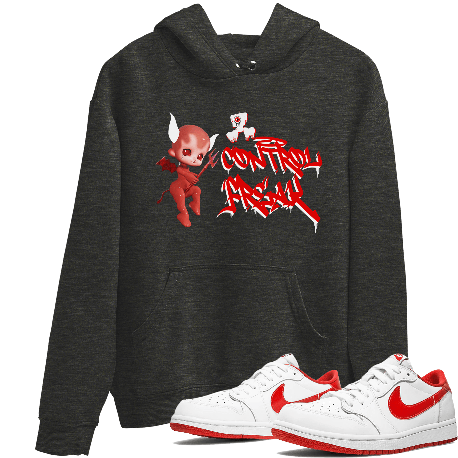 Air Jordan 1 University Red shirt to match jordans Control Freak sneaker tees Air Jordan 1 University Red SNRT Sneaker Tees Casual Crew Neck T-Shirt Unisex Charcoal Heather 1 T-Shirt