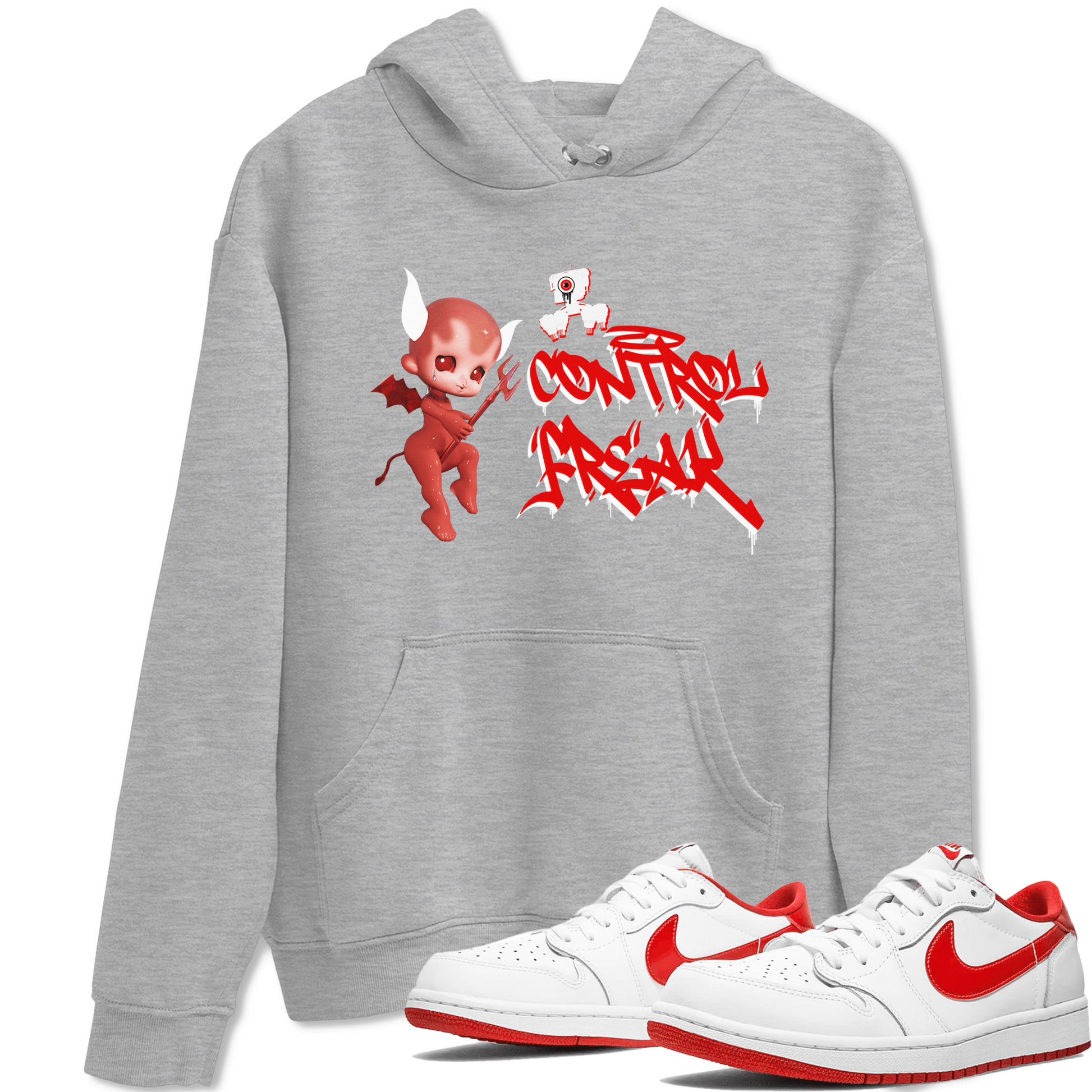 Air Jordan 1 University Red shirt to match jordans Control Freak sneaker tees Air Jordan 1 University Red SNRT Sneaker Tees Casual Crew Neck T-Shirt Unisex Heather Grey 1 T-Shirt