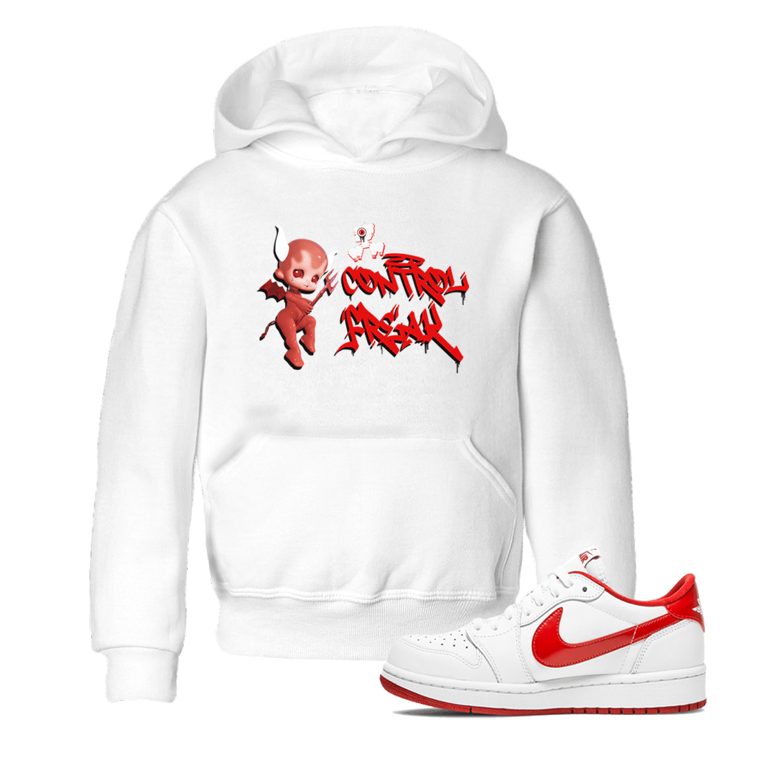 Air Jordan 1 University Red shirt to match jordans Control Freak sneaker tees Air Jordan 1 University Red SNRT Sneaker Tees Casual Crew Neck T-Shirt Baby Toddler White 1 T-Shirt