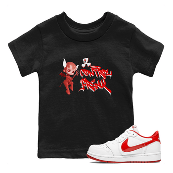 Air Jordan 1 University Red shirt to match jordans Control Freak sneaker tees Air Jordan 1 University Red SNRT Sneaker Tees Casual Crew Neck T-Shirt Baby Toddler Black 1 T-Shirt