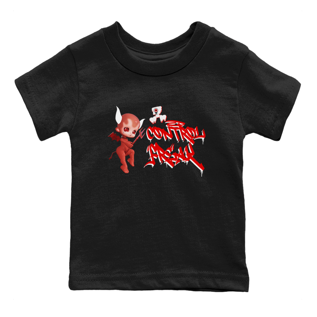 Air Jordan 1 University Red shirt to match jordans Control Freak sneaker tees Air Jordan 1 University Red SNRT Sneaker Tees Casual Crew Neck T-Shirt Baby Toddler Black 2 T-Shirt