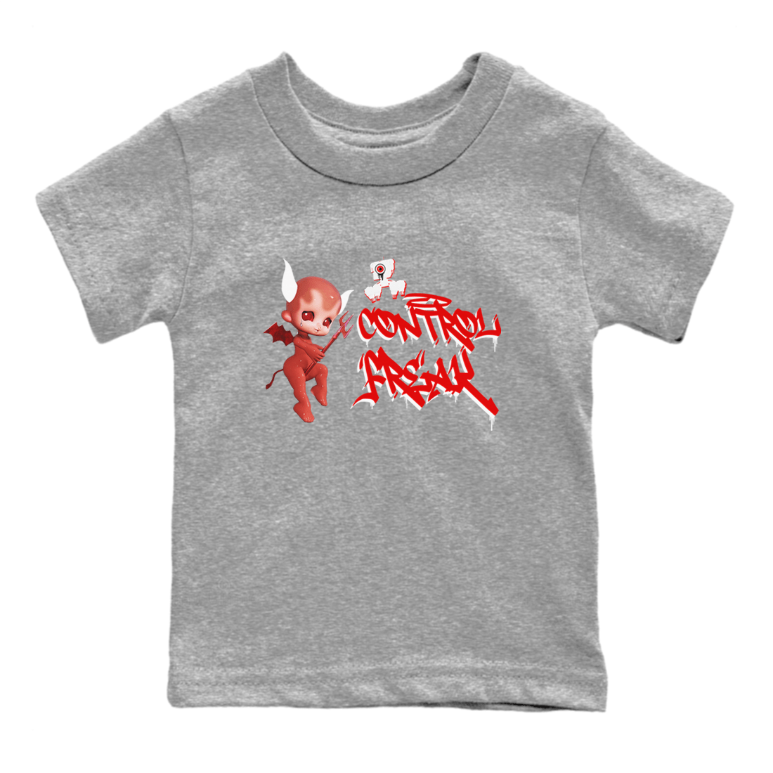Air Jordan 1 University Red shirt to match jordans Control Freak sneaker tees Air Jordan 1 University Red SNRT Sneaker Tees Casual Crew Neck T-Shirt Baby Toddler Heather Grey 2 T-Shirt