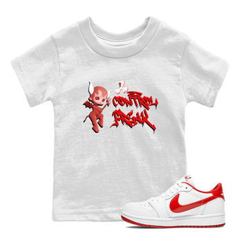 Air Jordan 1 University Red shirt to match jordans Control Freak sneaker tees Air Jordan 1 University Red SNRT Sneaker Tees Casual Crew Neck T-Shirt Baby Toddler White 1 T-Shirt