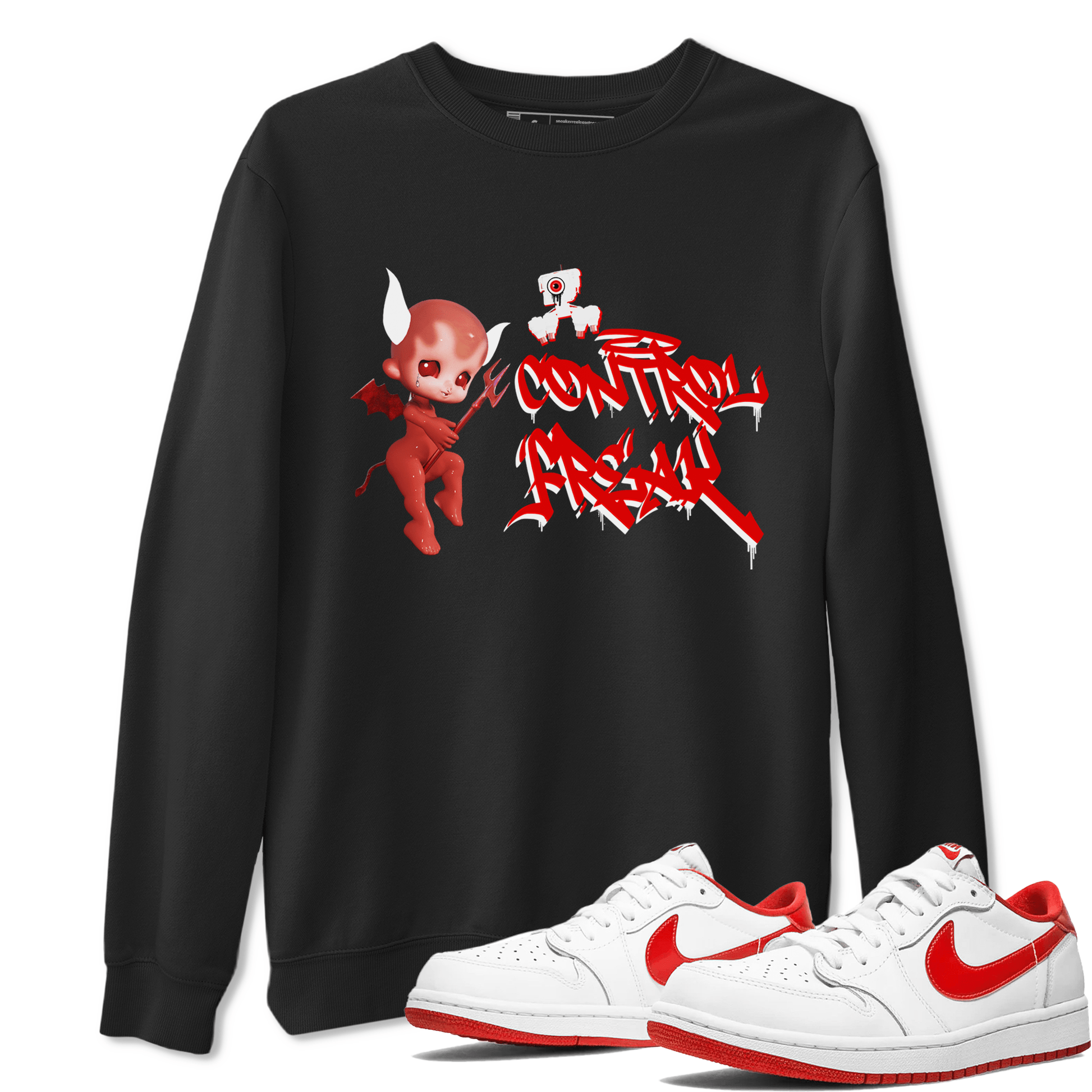 Air Jordan 1 University Red shirt to match jordans Control Freak sneaker tees Air Jordan 1 University Red SNRT Sneaker Tees Casual Crew Neck T-Shirt Unisex Black 1 T-Shirt