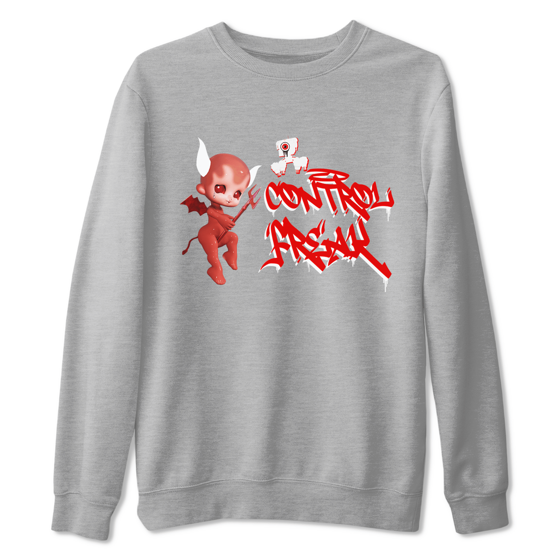 Air Jordan 1 University Red shirt to match jordans Control Freak sneaker tees Air Jordan 1 University Red SNRT Sneaker Tees Casual Crew Neck T-Shirt Unisex Heather Grey 2 T-Shirt