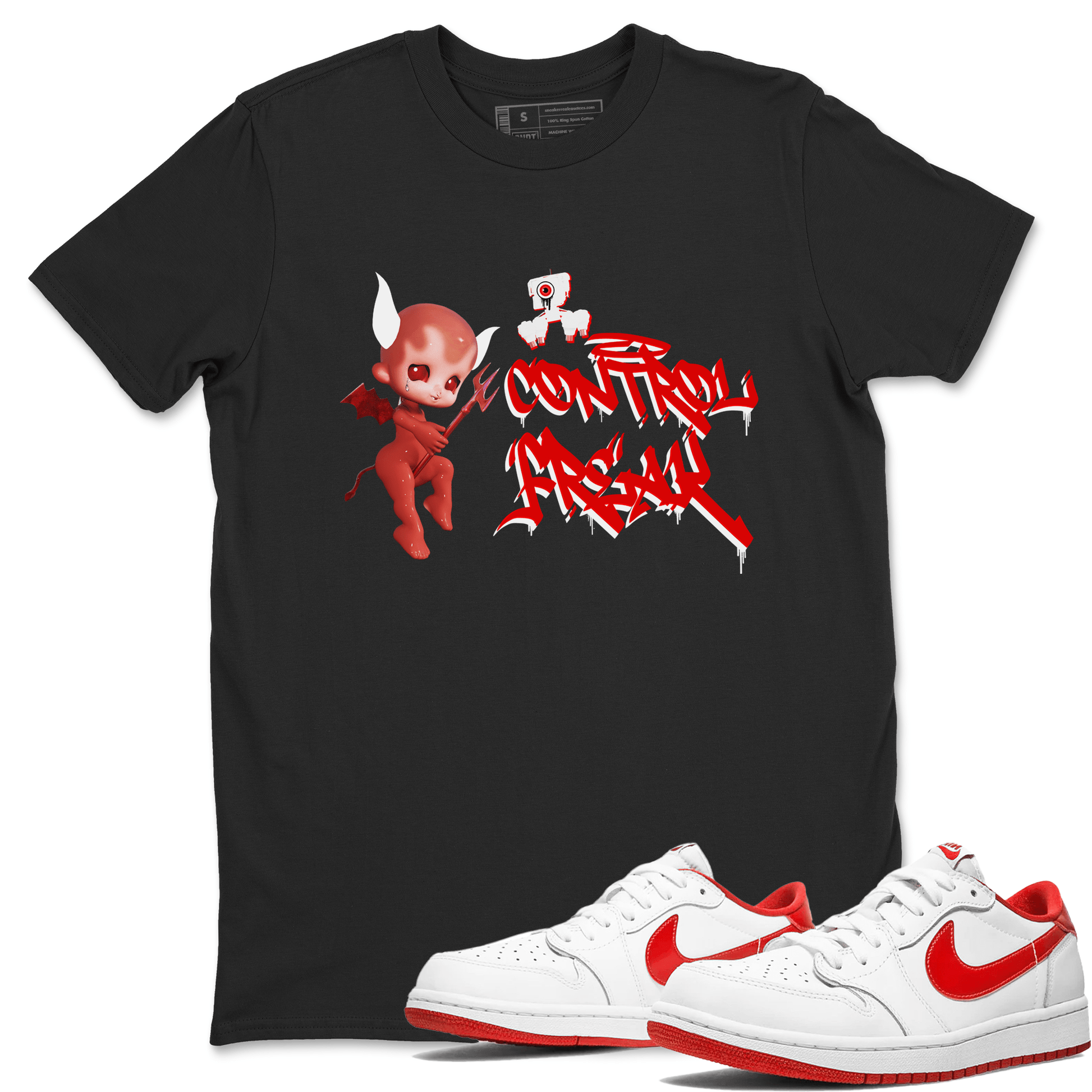 Air Jordan 1 University Red shirt to match jordans Control Freak sneaker tees Air Jordan 1 University Red SNRT Sneaker Tees Casual Crew Neck T-Shirt Unisex Black 1 T-Shirt