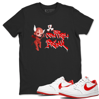Air Jordan 1 University Red shirt to match jordans Control Freak sneaker tees Air Jordan 1 University Red SNRT Sneaker Tees Casual Crew Neck T-Shirt Unisex Black 1 T-Shirt