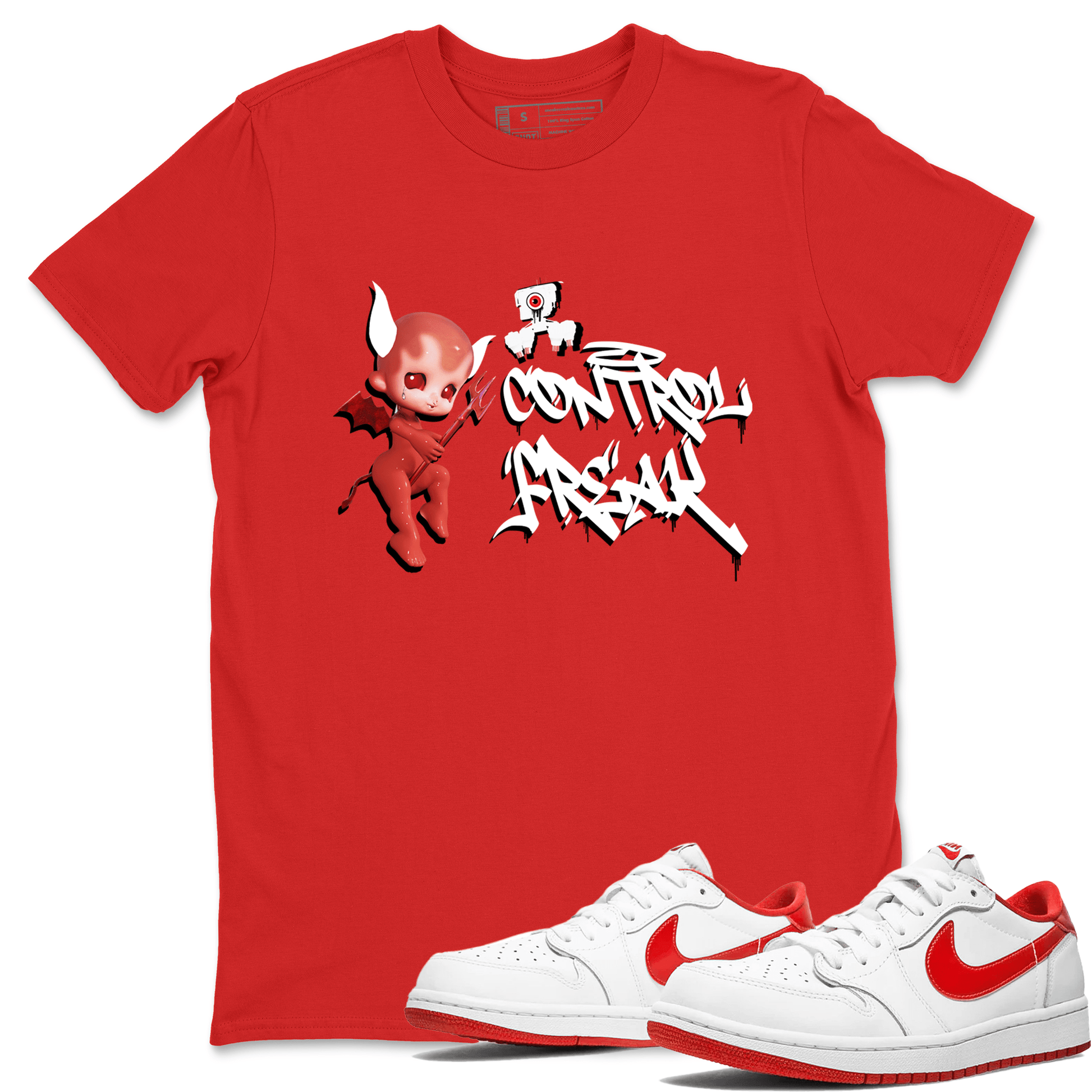 Air Jordan 1 University Red shirt to match jordans Control Freak sneaker tees Air Jordan 1 University Red SNRT Sneaker Tees Casual Crew Neck T-Shirt Unisex Red 1 T-Shirt