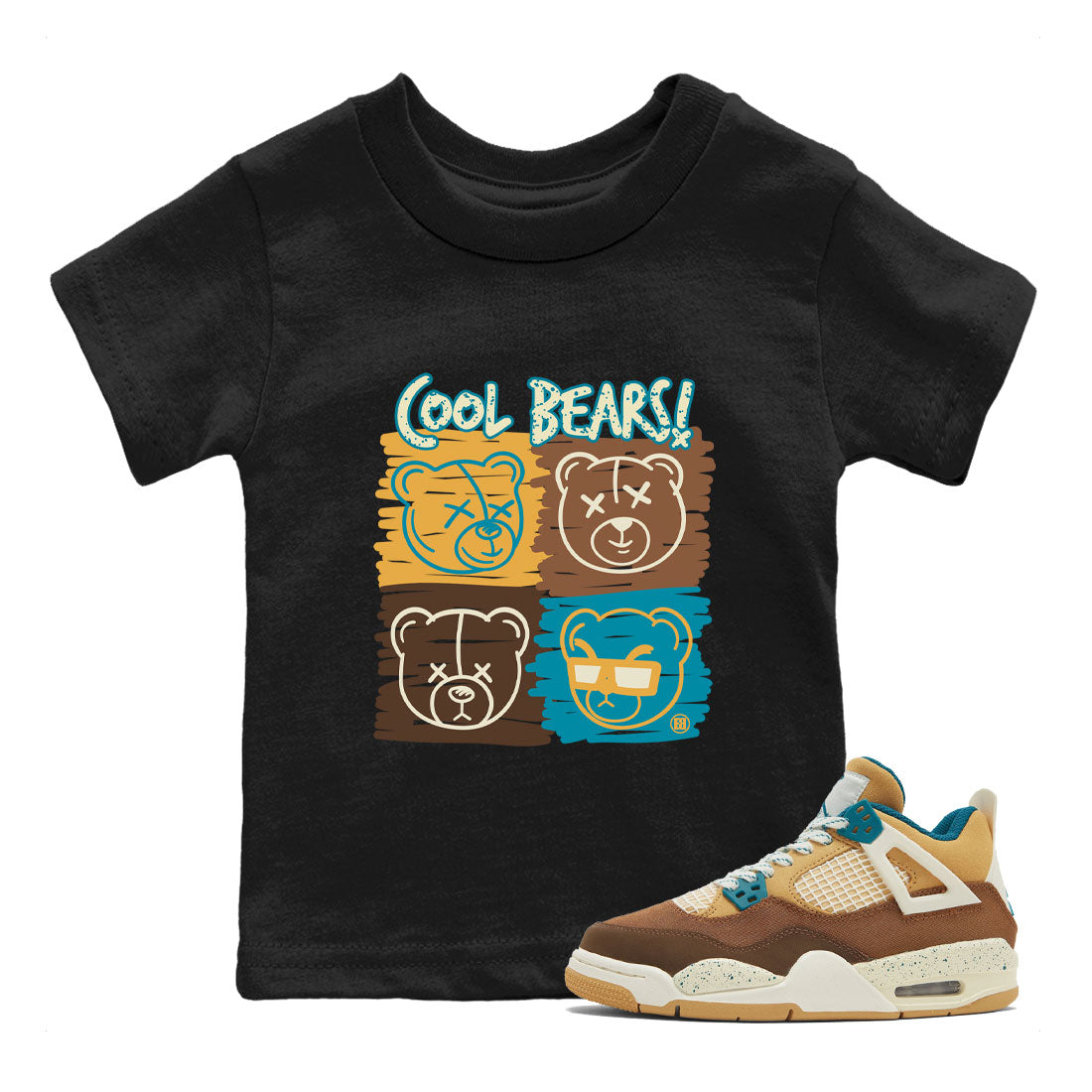 Air Jordan 4 GS Cacao Wow Match To Jordans Cool Bears Sneaker Tees Air Jordan 4 Cacao Wow SNRT Sneaker Release Tees Kids Shirts Black 1