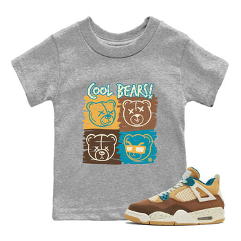 Air Jordan 4 GS Cacao Wow Match To Jordans Cool Bears Sneaker Tees Air Jordan 4 Cacao Wow SNRT Sneaker Release Tees Kids Shirts Heather Grey 1