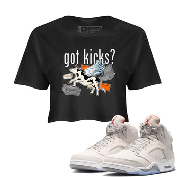 5s Craft shirt to match jordans Cow Got Kicks sneaker tees Air Jordan 5 Craft SNRT Sneaker Release Tees Black 1 crop length shirt