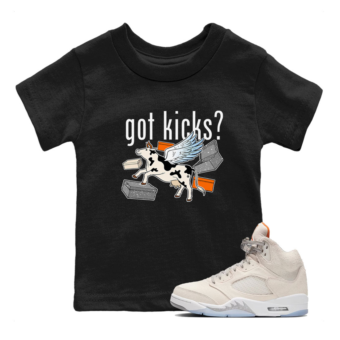 5s Craft shirt to match jordans Cow Got Kicks sneaker tees Air Jordan 5 Craft SNRT sneaker release tees baby toddler Black 1 cotton Shirt