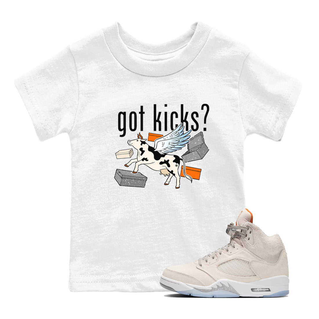 5s Craft shirt to match jordans Cow Got Kicks sneaker tees Air Jordan 5 Craft SNRT sneaker release tees baby toddler White 1 cotton Shirt