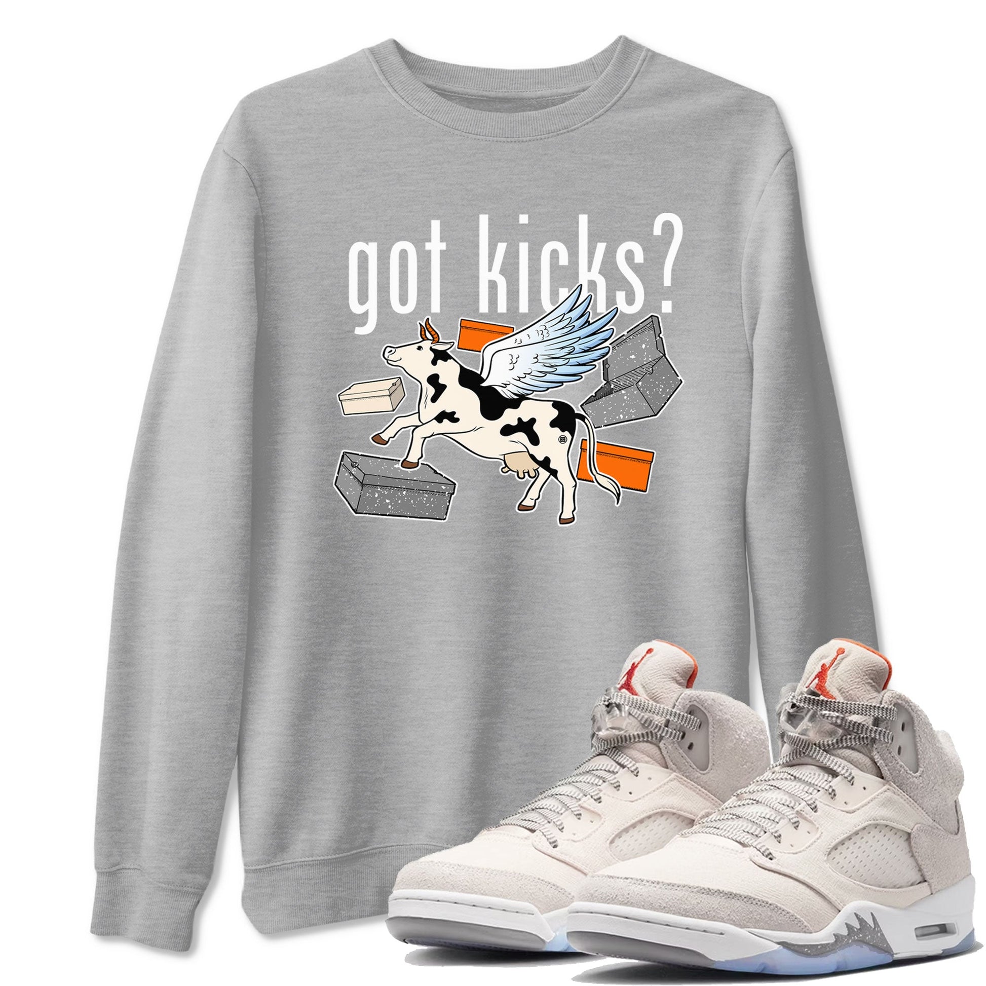 5s Craft shirt to match jordans Cow Got Kicks sneaker tees Air Jordan 5 Craft SNRT Sneaker Release Tees unisex cotton Heather Grey 1 crew neck shirt