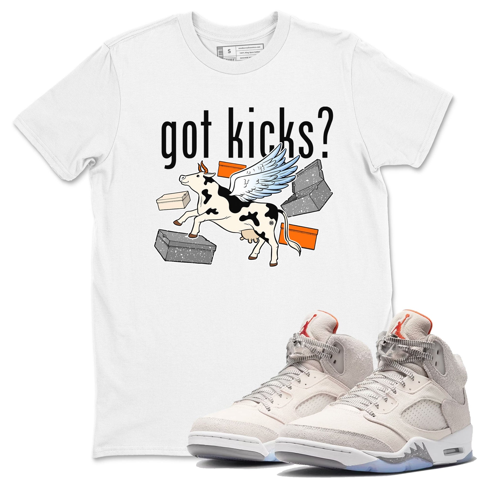 5s Craft shirt to match jordans Cow Got Kicks sneaker tees Air Jordan 5 Craft SNRT Sneaker Release Tees unisex cotton White 1 crew neck shirt