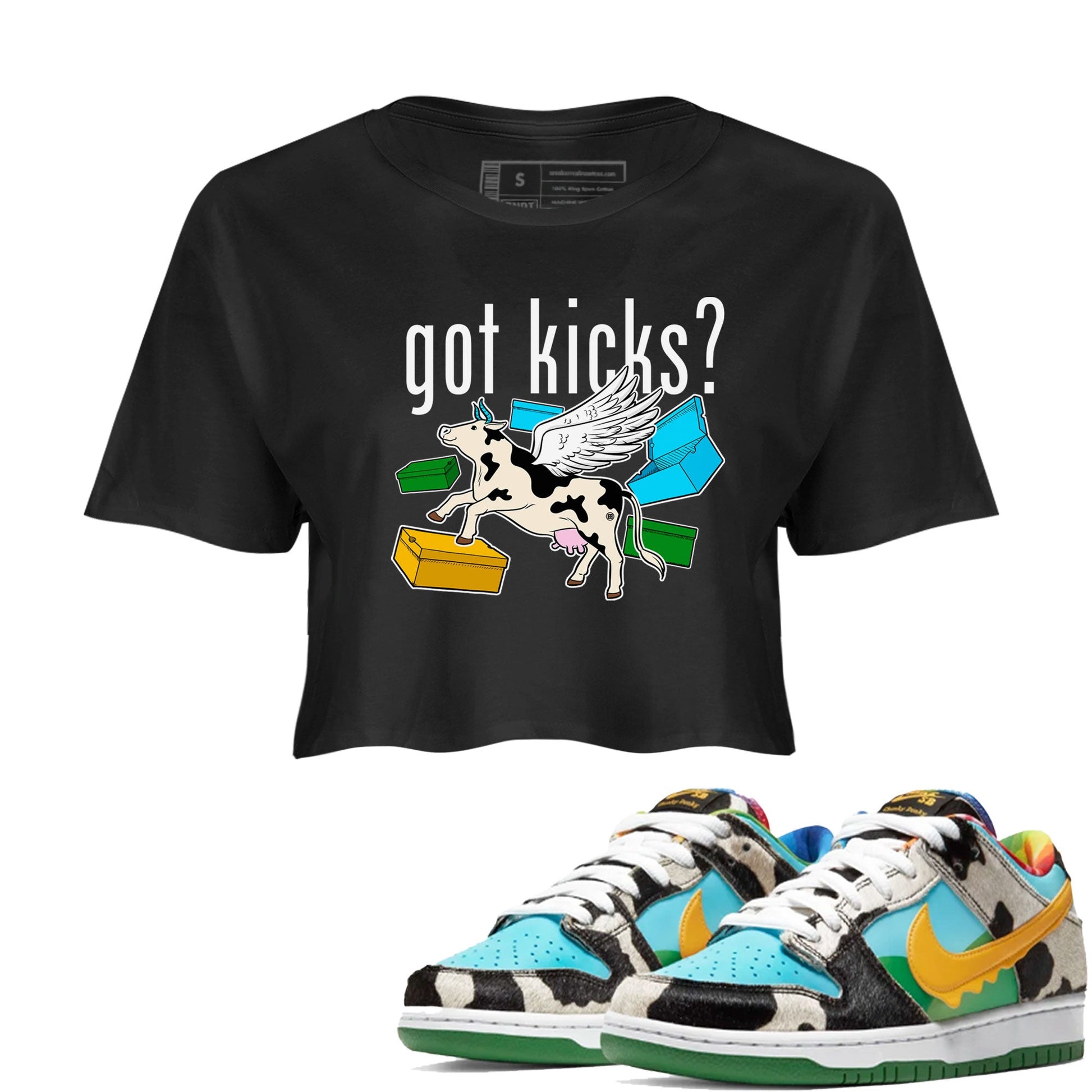Nike Dunk Chunky Dunky shirt to match jordans Cow Got Kicks sneaker tees Dunks Chunky Dunky SNRT Sneaker Release Tees Black 1 crop length shirt