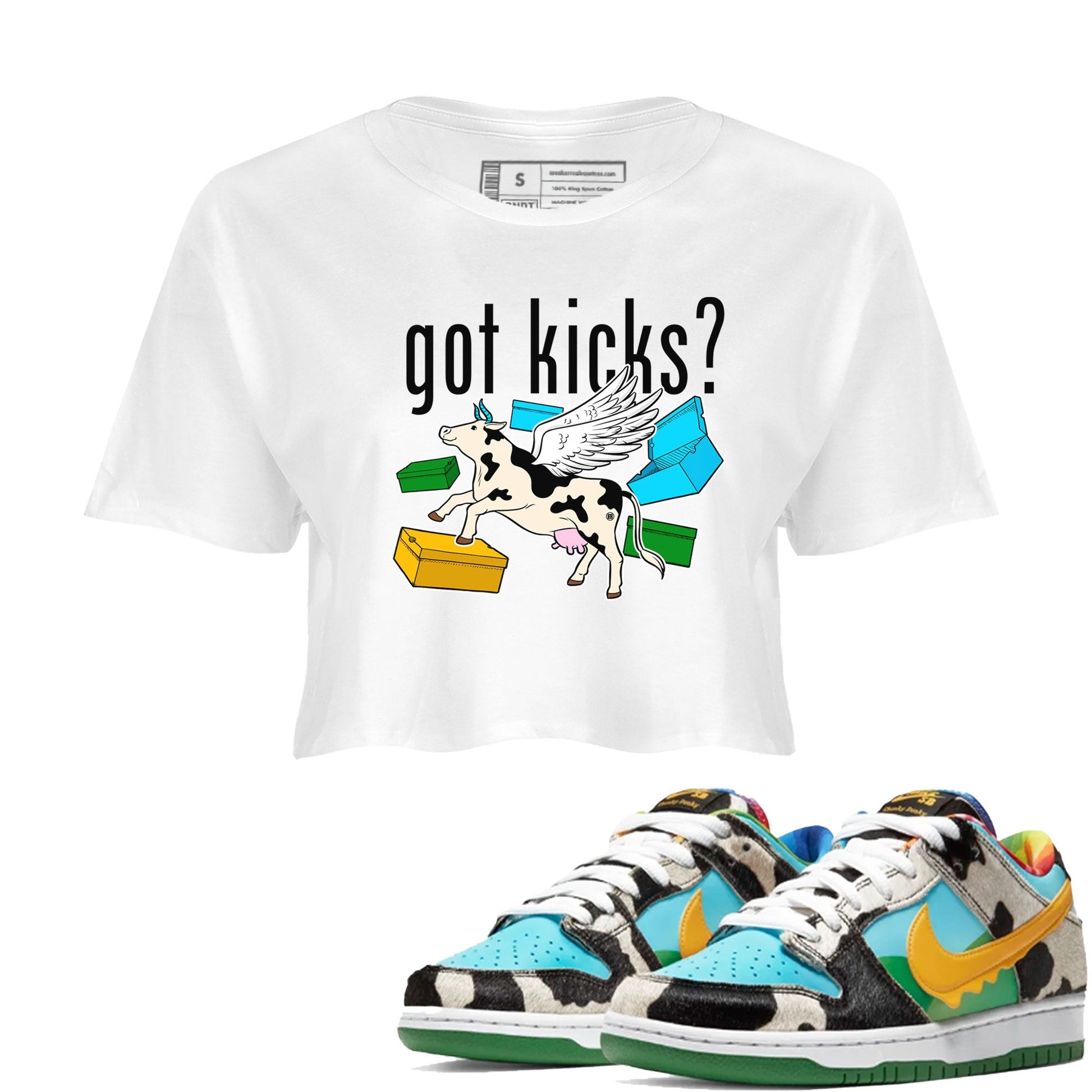 Nike Dunk Chunky Dunky shirt to match jordans Cow Got Kicks sneaker tees Dunks Chunky Dunky SNRT Sneaker Release Tees White 1 crop length shirt