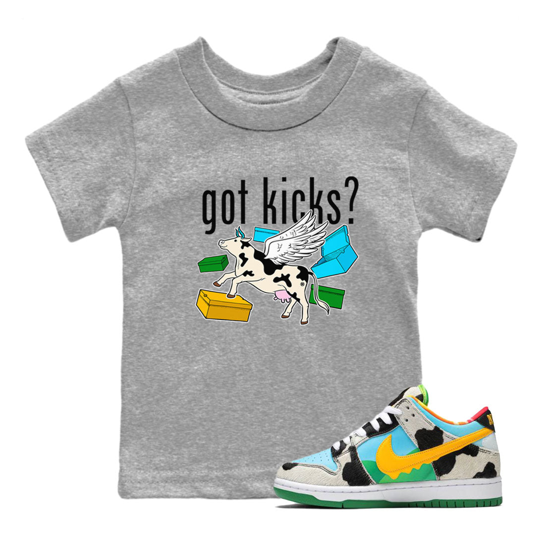 Nike Dunk Chunky Dunky shirt to match jordans Cow Got Kicks sneaker tees Dunks Chunky Dunky SNRT Sneaker release tees baby toddler Heather Grey 1 cotton Shirt