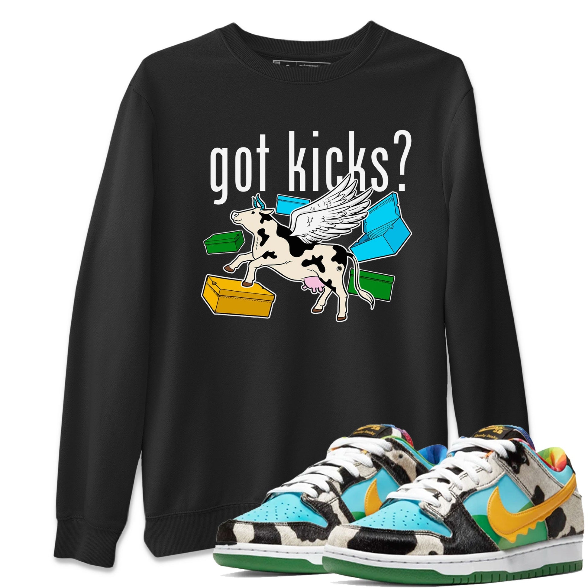 Nike Dunk Chunky Dunky shirt to match jordans Cow Got Kicks sneaker tees Dunks Chunky Dunky SNRT Sneaker Release Tees unisex cotton Black 1 crew neck shirt