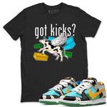 Nike Dunk Chunky Dunky shirt to match jordans Cow Got Kicks sneaker tees Dunks Chunky Dunky SNRT Sneaker Release Tees unisex cotton Black 1 crew neck shirt