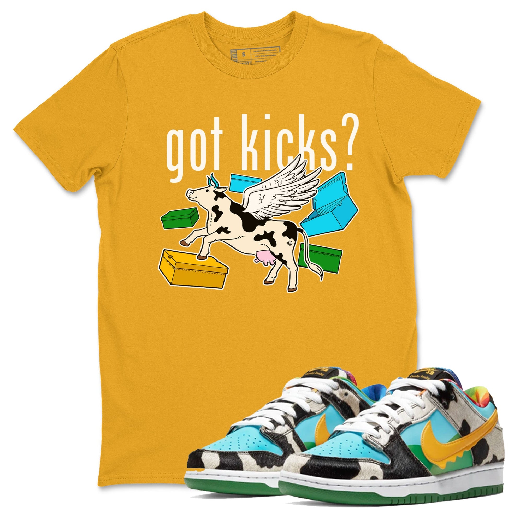 Nike Dunk Chunky Dunky shirt to match jordans Cow Got Kicks sneaker tees Dunks Chunky Dunky SNRT Sneaker Release Tees unisex cotton Gold 1 crew neck shirt