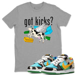 Nike Dunk Chunky Dunky shirt to match jordans Cow Got Kicks sneaker tees Dunks Chunky Dunky SNRT Sneaker Release Tees unisex cotton Heather Grey 1 crew neck shirt