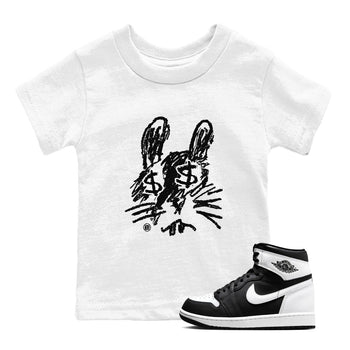 1s Black White shirt to match jordans Crayon Bunny sneaker tees Air Jordan 1 Black White SNRT sneaker release tees baby toddler White 1 cotton Shirt