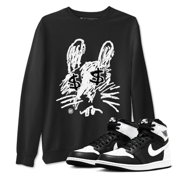 1s Black White shirt to match jordans Crayon Bunny sneaker tees Air Jordan 1 Black White SNRT Sneaker Release Tees unisex cotton Black 1 crew neck shirt
