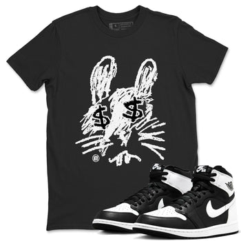 1s Black White shirt to match jordans Crayon Bunny sneaker tees Air Jordan 1 Black White SNRT Sneaker Release Tees unisex cotton Black 1 crew neck shirt