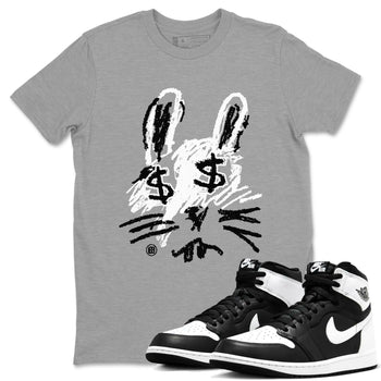 1s Black White shirt to match jordans Crayon Bunny sneaker tees Air Jordan 1 Black White SNRT Sneaker Release Tees unisex cotton Heather Grey 1 crew neck shirt
