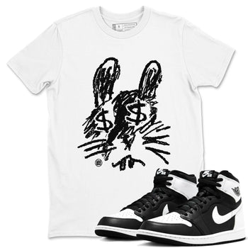 1s Black White shirt to match jordans Crayon Bunny sneaker tees Air Jordan 1 Black White SNRT Sneaker Release Tees unisex cotton White 1 crew neck shirt